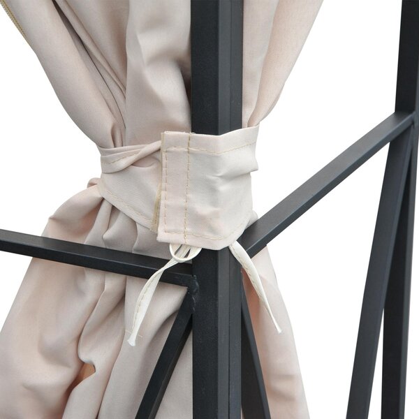 Gazebo da Giardino 3x3m in Ferro Doppio Tetto Deluxe Beige