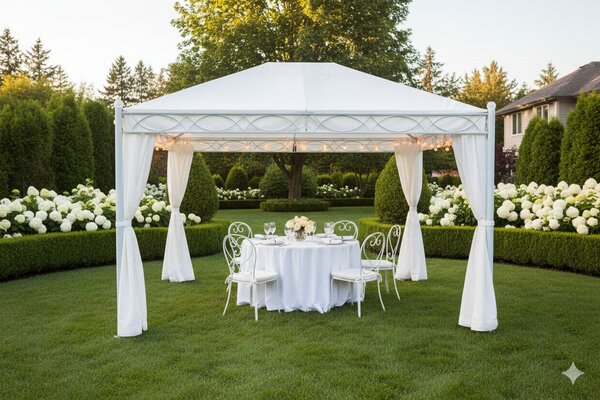 Gazebo da Giardino 3x4m in Metallo Morel Miami Bianco