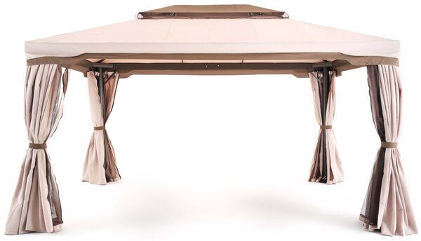 Gazebo da Giardino 3x3 m in Alluminio con Tende Cipro Ecrù