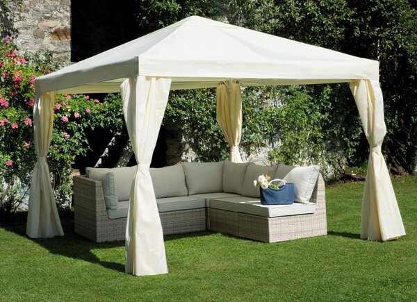 Gazebo da Giardino 3x3m in Ferro Tessuto Poliestere Vorghini Ecrù