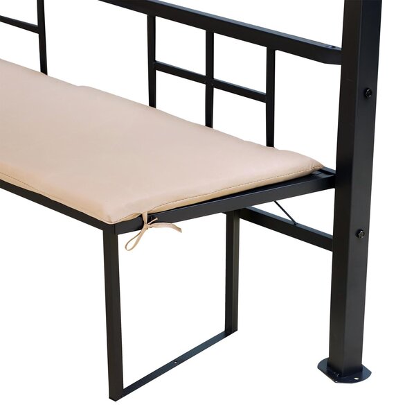 Gazebo da Giardino 3.8x2.65m in Acciaio con 4 Panche elegante Beige