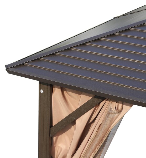 Gazebo da Giardino 3x3m in Alluminio Tende Laterali Marrone e Nero