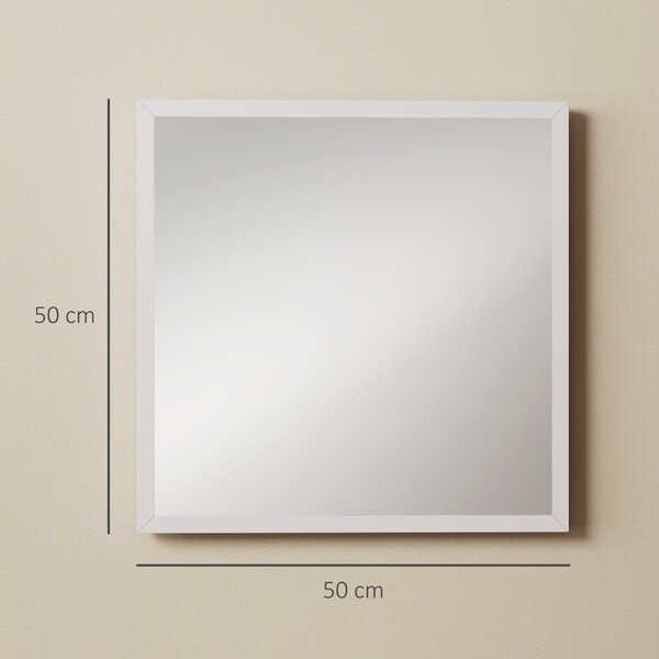 HOMCOM Specchio da parete quadrato 50 x 50 cm, cornice in legno bianco, ideale per bagno, soggiorno o camera | Aosom Italy