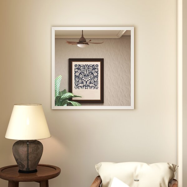 HOMCOM Specchio da parete quadrato 50 x 50 cm, cornice in legno bianco, ideale per bagno, soggiorno o camera | Aosom Italy