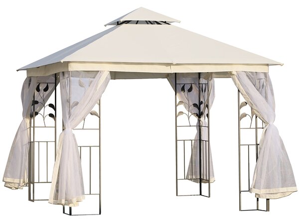 Gazebo da Giardino 3x3m con Zanzariera in Acciaio e Poliestere Bianco