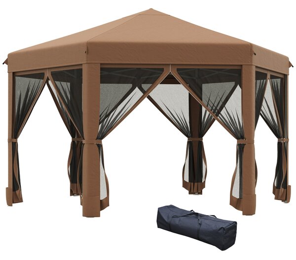 Gazebo da Giardino Pieghevole 3,6x3,6m in Acciaio e Poliestere Marrone
