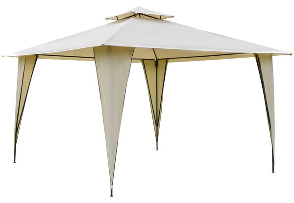 Gazebo da Giardino 3,5x3,5x2,7m in Metallo Doppio Tettuccio Beige
