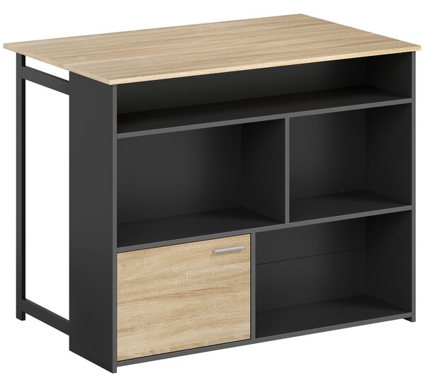 HOMCOM Tavolo da bar estensibile con ribaltina, tavolo alto da cucina, 1 armadietto e 4 scomparti aperti, 116x79,6x90,5cm, nero | Aosom Italy
