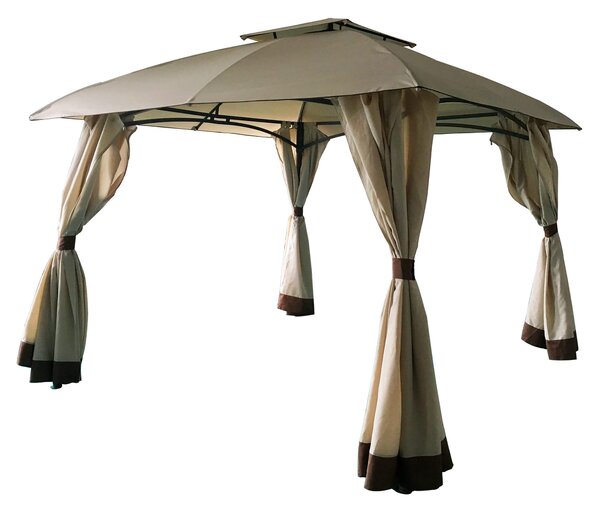 Gazebo da Giardino 3x3m in Acciaio e Poliestere Beige