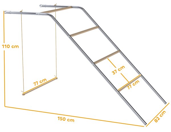 PawHut Posatoio per galline a 5 livelli in legno di pino e acciaio, scala e altalena, 82 x 150 x 110 cm, argento | Aosom Italy