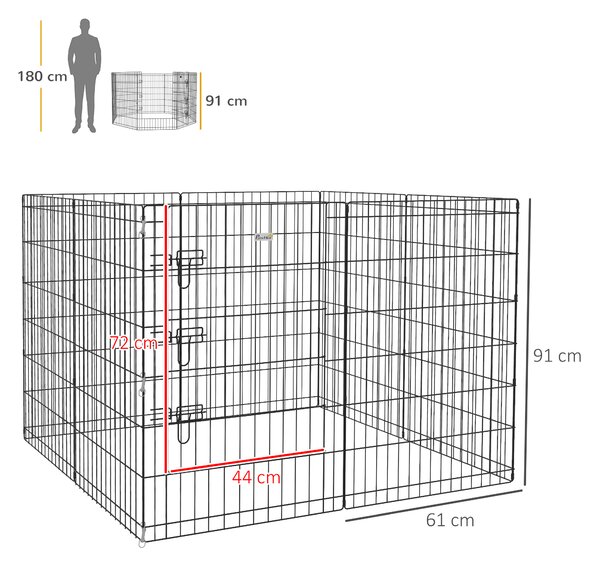 PawHut Parco/recinto modulabile per cani, conigli e roditori, recinzione per piccoli animali interno ed esterno 61 x 91 cm nero | Aosom Italy