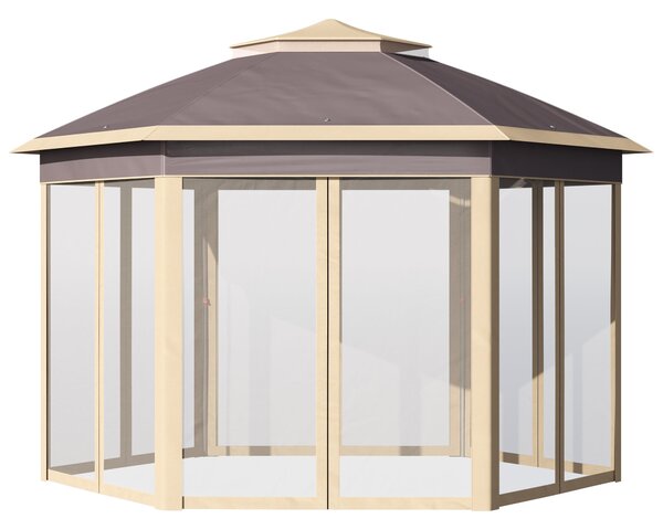 Gazebo da Giardino 405x340x285 cm con Zanzariera Beige