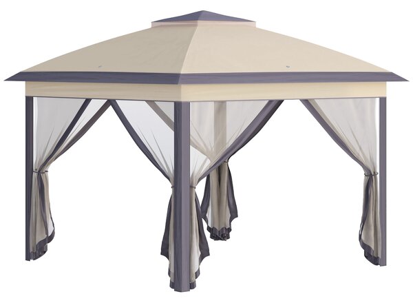 Gazebo da Giardino 330x330x288 cm con Zanzariera Beige
