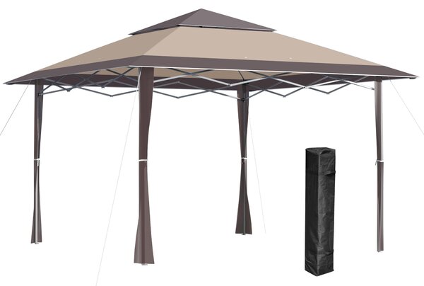 Gazebo da Giardino 3,96x3,96m in Metallo Cachi e Caffè