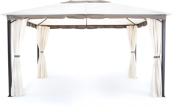Gazebo da Giardino 3x4 m in Ferro con Tende Roma Ecrù