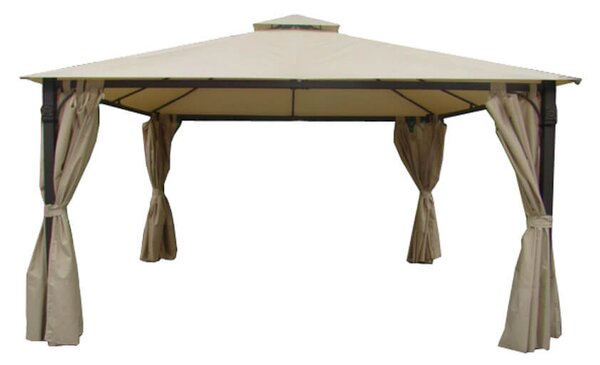 Gazebo da Giardino 3x3m in Acciaio Telo in Poliestere Tortora