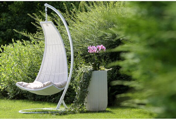 Dondolo da Giardino Pensile in Polyrattan 1 posto Pendent Bianco