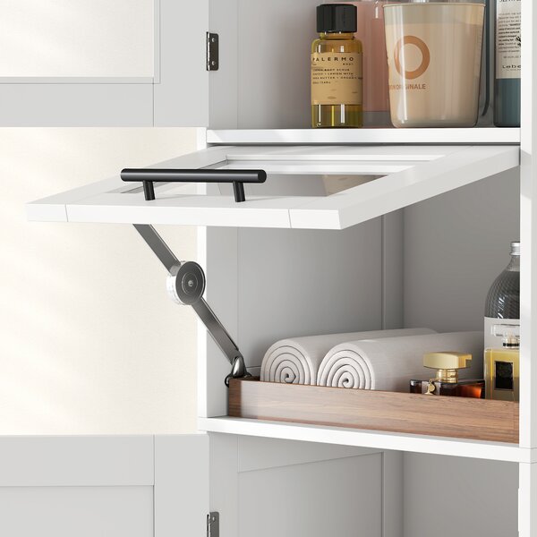 HOMCOM Colonna bagno con porta in vetro ripiani regolabili cassetto per spazi piccoli 40x31x170 cm Bianco | Aosom Italy