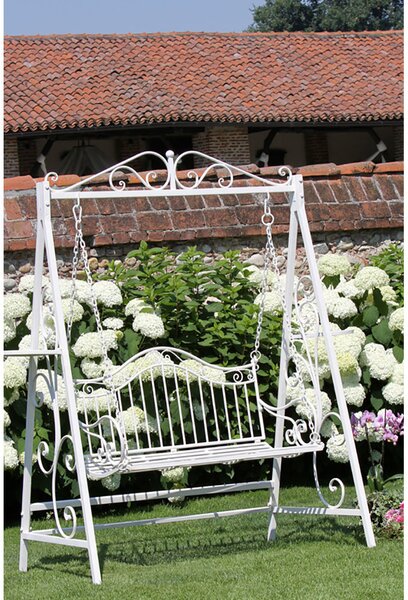 Dondolo da Giardino in Metallo 146x95x207cm Viareggio Bianco