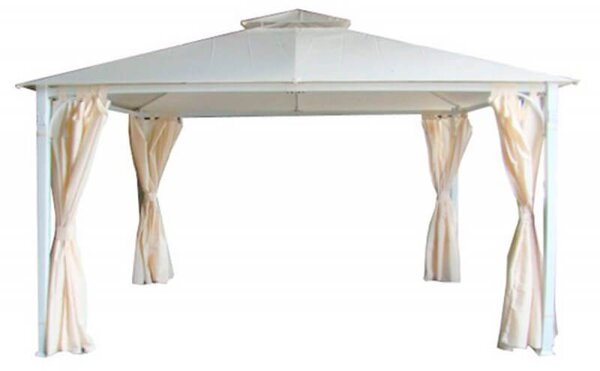 Gazebo da Giardino 3x2m in Acciaio Telo in Poliestere Bianco