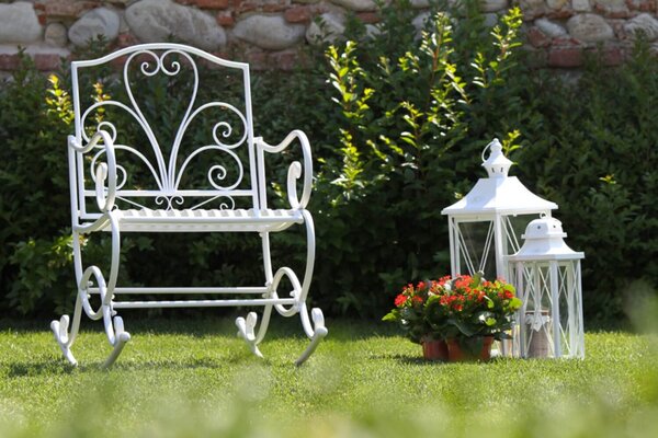 Dondolo da Giardino in Ferro 60x80H98cm Viareggio Bianco