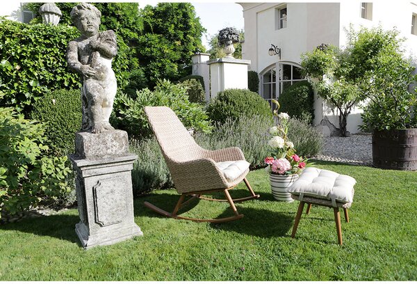 Sedia a Dondolo da Giardino con Poggiapiedi in Polyrattan Tirreno Naturale