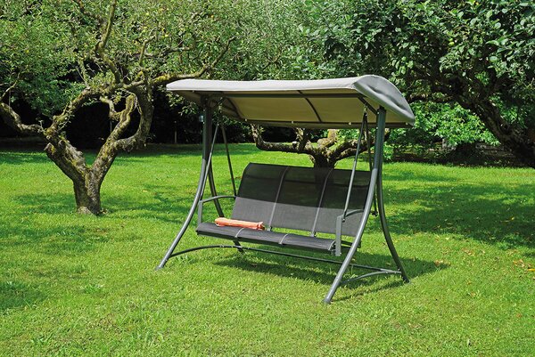 Dondolo da Giardino in Ferro 3 Posti Vorghini Antracite e Nero