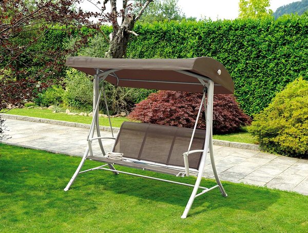 Dondolo da Giardino in Ferro 3 Posti Vorghini Swing Bianco e Tortora