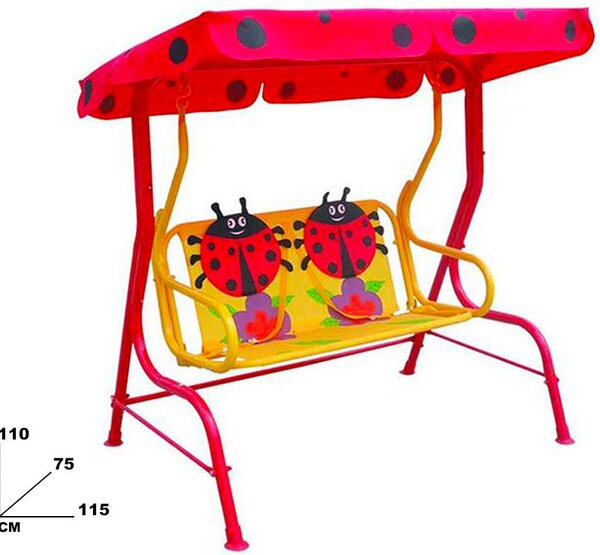 Dondolo per Bambine 2 Posti Coccinella Rosso e Giallo