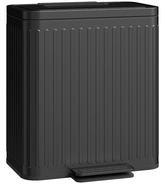 HOMCOM Cestino da cucina, 2 x 20 L scomparti, separazione rifiuti efficiente, pedale, Plastica, Metallo, Nero | Aosom Italy