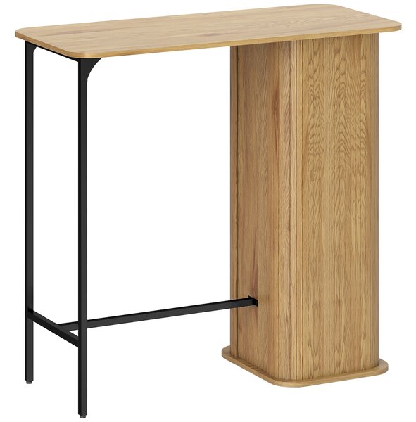 HOMCOM Tavolo Alto per Mangiare in Piedi, Tavolo da Bar con 3 Ripiani Portaoggetti e Gambe in Metallo, 112x50x106cm, Legno Naturale | Aosom Italy