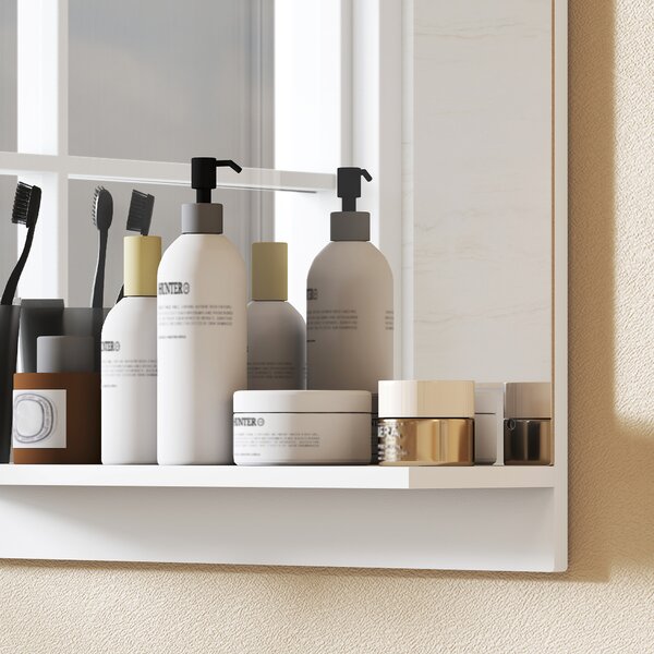HOMCOM Specchio da bagno 50 x 60 cm Specchio da parete con ripiano, specchio per ingresso, corridoio, Bianco | Aosom Italy