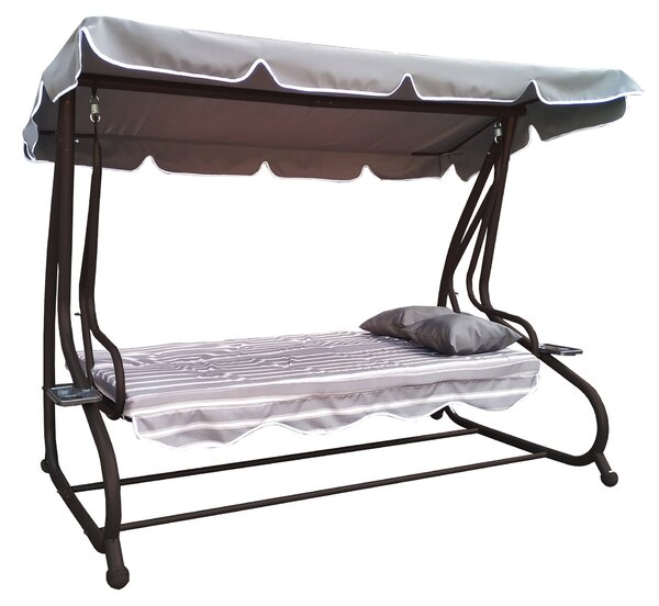 Dondolo Letto da Giardino in Metallo 4 Posti Harmony Moka