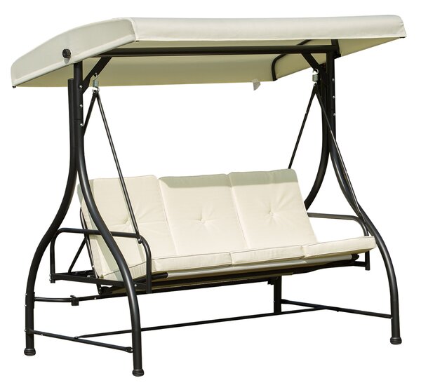 Dondolo da Giardino 3 Posti con Tettuccio Crema 185x125x173 cm