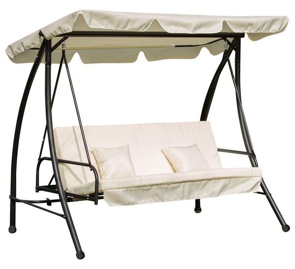 Dondolo da Giardino 3 Posti con Tettuccio Crema 200x125x170 cm