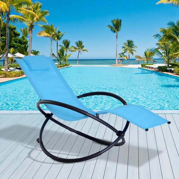 Sedia a Dondolo Moderna da Giardino in Textilene Blu 154x80x84 cm