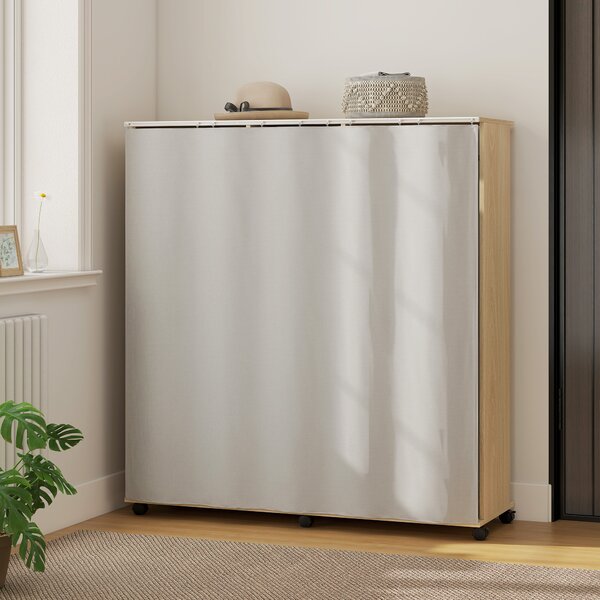 HOMCOM Armadio appendiabiti Mobile contenitore 6 ruote 120L x 40l x 128H cm in legno naturale | Aosom Italy
