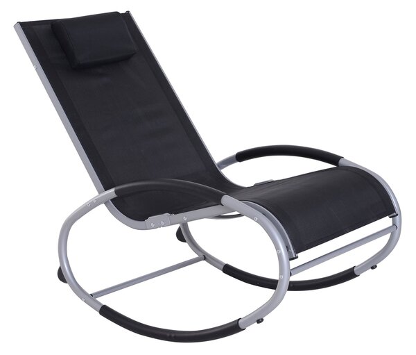 Sedia a Dondolo da Giardino Impermeabile in Alluminio Nero 120x61x88 cm