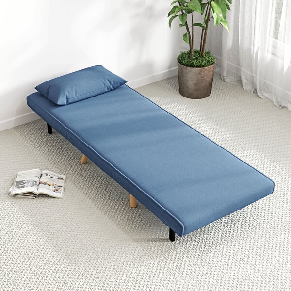 HOMCOM Poltrona convertibile 3 in 1 poltrona-letto 1 posto schienale 5 posizioni in tessuto con cuscino, blu | Aosom Italy
