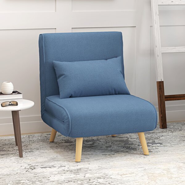 HOMCOM Poltrona convertibile 3 in 1 poltrona-letto 1 posto schienale 5 posizioni in tessuto con cuscino, blu | Aosom Italy