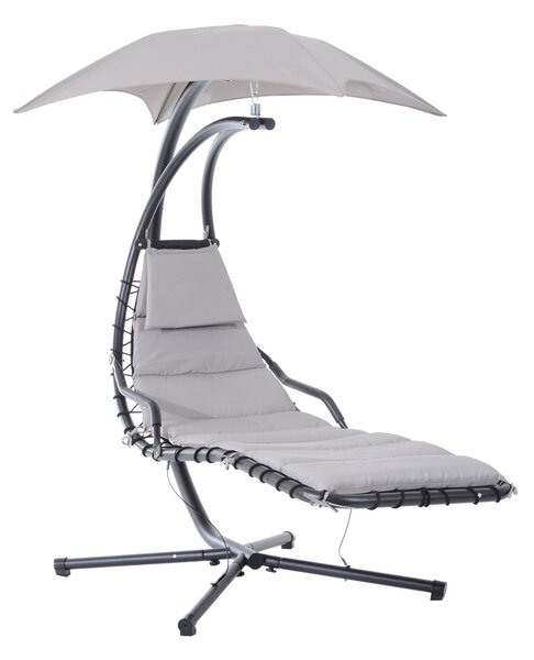 Sedia Dondolo Pensile Relax Chaise Longue di Lusso con Tettuccio Grigio