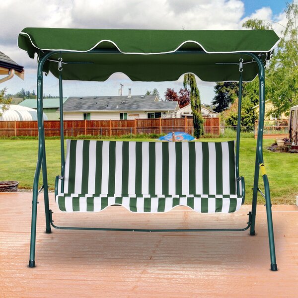 Dondolo 3 Posti da Giardino 170x110x153 cm Swivel Verde e Bianco