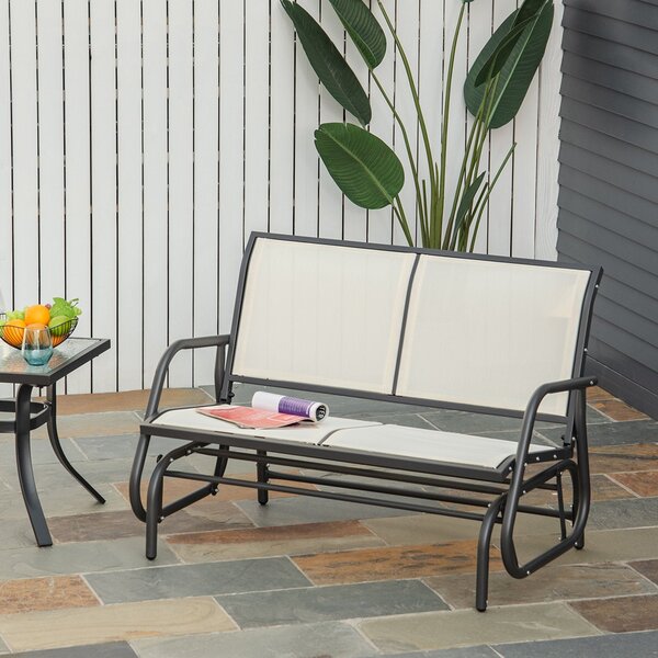 Dondolo d Giardino 2 Posti in Metallo e Tessuto Traspirante Beige