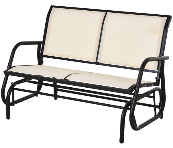 Dondolo d Giardino 2 Posti in Metallo e Tessuto Traspirante Beige