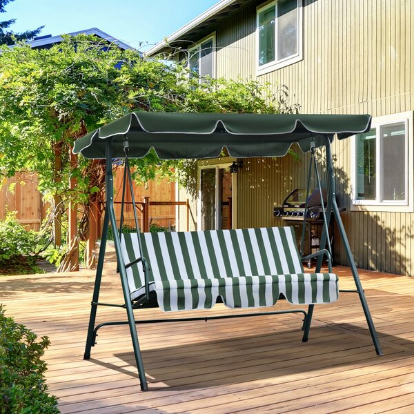Dondolo 3 Posti da Giardino 170x110x152 cm Swivel Verde e Bianco