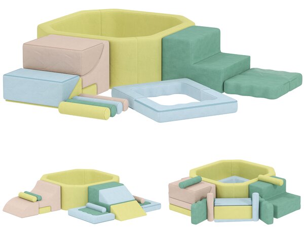 AIYAPLAY Percorso motricità per bambini modulo motricità con piscina di palline fodera lavabile 160 x 137,5 x 30 cm multicolore | Aosom Italy