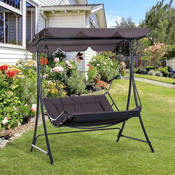 Dondolo 2 Posti da Giardino 160x117x173 cm in Acciaio e Poliestere Grigio