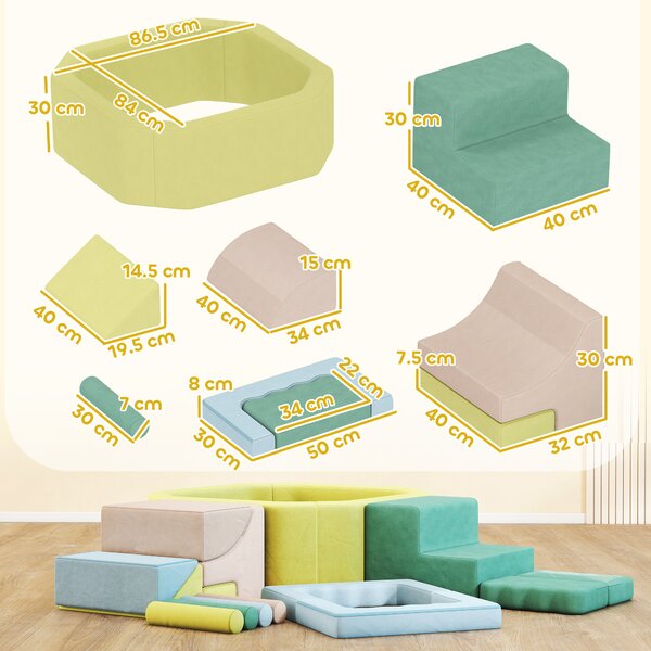 AIYAPLAY Percorso motricità per bambini modulo motricità con piscina di palline fodera lavabile 160 x 137,5 x 30 cm multicolore | Aosom Italy