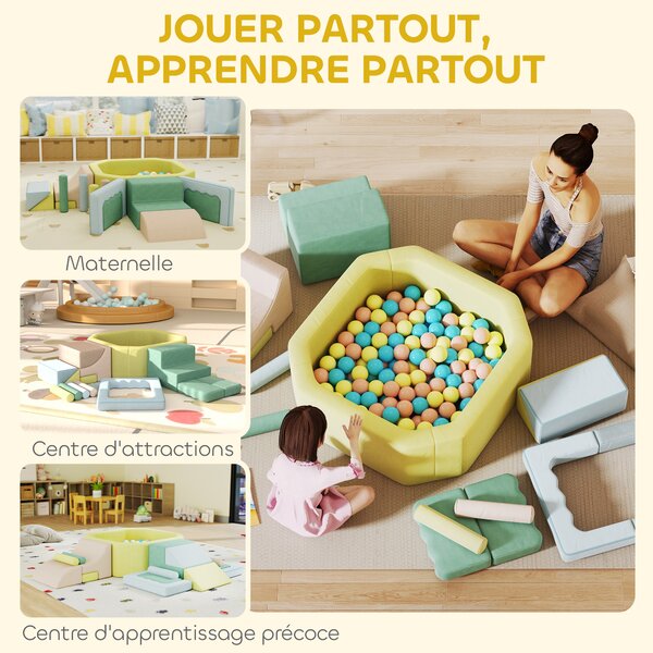 AIYAPLAY Percorso motricità per bambini modulo motricità con piscina di palline fodera lavabile 160 x 137,5 x 30 cm multicolore | Aosom Italy