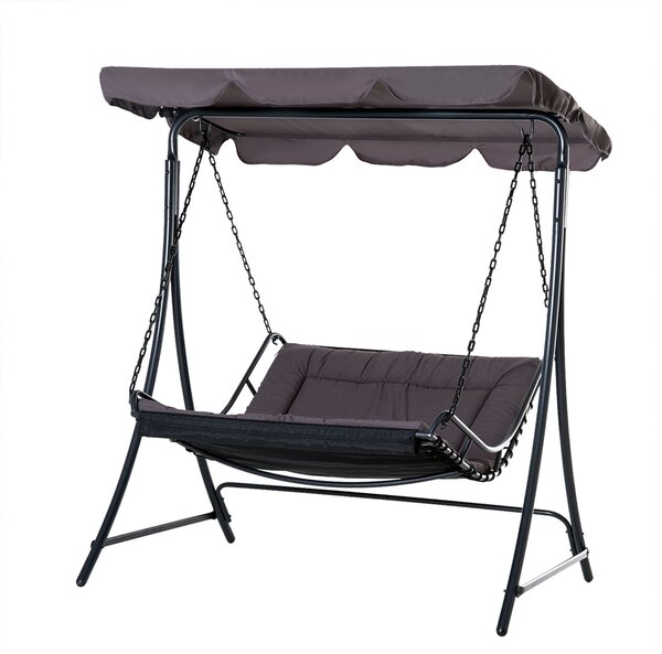 Dondolo 2 Posti da Giardino 160x117x173 cm in Acciaio e Poliestere Grigio